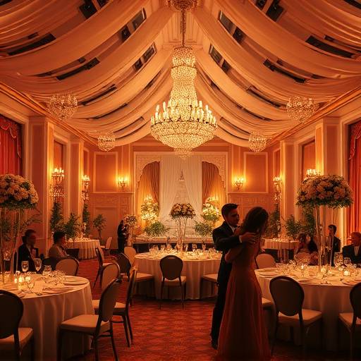 Beautiful wedding reception setup with elegant decorations