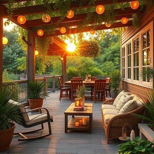 Charming outdoor patio seating area, perfect for warm summer evenings