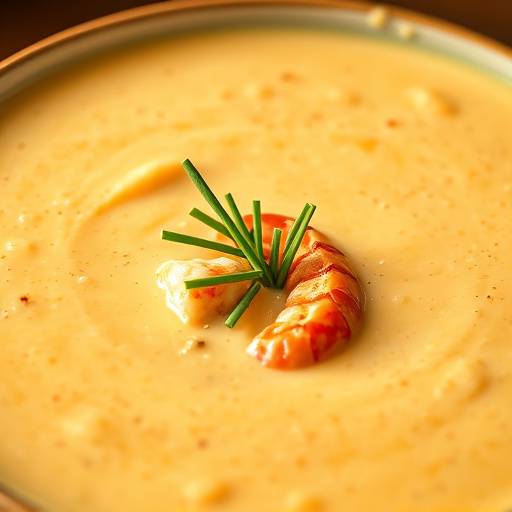 Creamy Lobster Bisque garnished with fresh chives