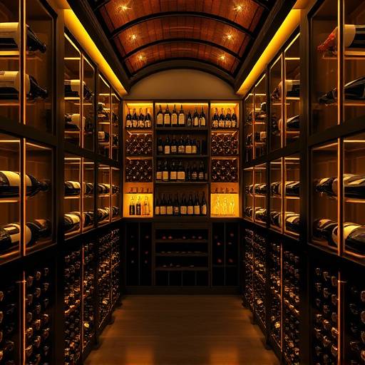The Golden Spoon's extensive wine cellar, showcasing a curated selection of domestic and international wines
